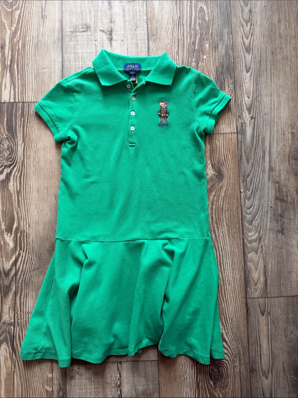 Polo by Ralph Lauren Bright Green Polo Dress with Embroidered Bear
